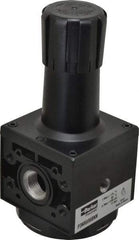 Parker - 3/4 NPT Port, 200 CFM, Aluminum Heavy-Duty Regulator - 2 to 125 psi Range, 250 Max psi Supply Pressure, 1/4" Gauge Port Thread, 3.62" Wide x 8.46" High - Benchmark Tooling