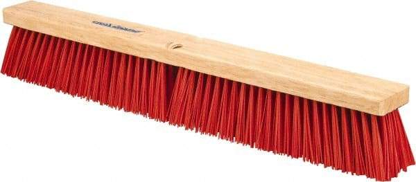 PRO-SOURCE - 24" Heavy Duty Synthetic Push Broom - 4" Bristle Length, Wood Block, Threaded Handle Connection - Benchmark Tooling