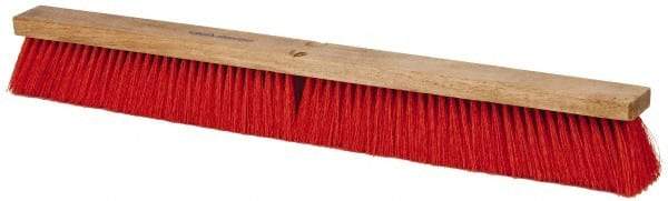 PRO-SOURCE - 30" Heavy Duty Synthetic Push Broom - 4" Bristle Length, Wood Block, Threaded Handle Connection - Benchmark Tooling