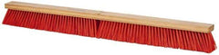 PRO-SOURCE - 36" Heavy Duty Synthetic Push Broom - 4" Bristle Length, Wood Block, Threaded Handle Connection - Benchmark Tooling