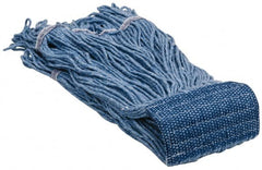 PRO-SOURCE - 5" Blue Head Band, Large Blended Fiber Loop End Mop Head - 4 Ply, Clamp Jaw Connection, Use for General Purpose - Benchmark Tooling