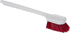 PRO-SOURCE - 1-1/2" Bristle Length, Polypropylene Utility Scrub Brush - 20" OAL, Red, Plastic Block - Benchmark Tooling