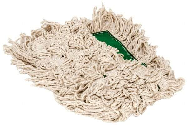 PRO-SOURCE - 24" Long x 3-1/2" Wide Yarn Blend Dust Mop Head - Snap-On, Green, Looped Head, Launderable - Benchmark Tooling