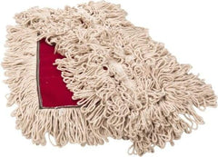 PRO-SOURCE - 36" Long x 3-1/2" Wide Yarn Blend Dust Mop Head - Snap-On, Red, Looped Head, Launderable - Benchmark Tooling