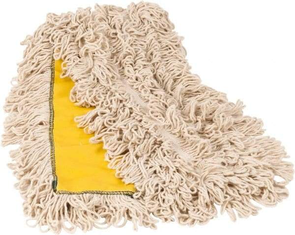 PRO-SOURCE - 48" Long x 3-1/2" Wide Yarn Blend Dust Mop Head - Snap-On, Yellow, Looped Head, Launderable - Benchmark Tooling