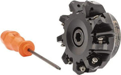 Kennametal - 3" Cut Diam, 1" Arbor Hole, 4.51mm Max Depth of Cut, 45° Indexable Chamfer & Angle Face Mill - 9 Inserts, HNGJ 535-GD Insert, Right Hand Cut, 9 Flutes, Through Coolant, Series KSHR - Benchmark Tooling