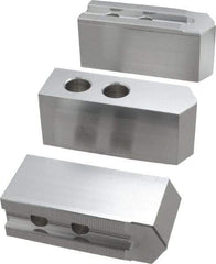 Masterman & Kovil - 10" Chuck Capacity, 1.5mm x 60° Serrated Attachment, Square Soft Lathe Chuck Jaw - 3 Jaws, Aluminum, 1.181" Btw Mount Hole Ctrs, 4.6mm Long x 1-1/2" Wide x 2" High, 0.63" Groove, 12mm Fastener - Benchmark Tooling