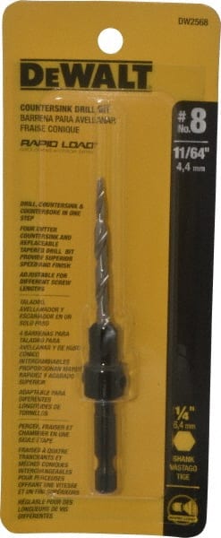 DeWALT - #8 Cutter Diam, 11/64" Drill Compatibility, Adjustable Depth Drill Countersink - Benchmark Tooling