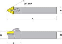 Dorian Tool - MTEN, Neutral Cut, 0° Lead Angle, 1-1/4" Shank Height x 1-1/4" Shank Width, Negative Rake Indexable Turning Toolholder - 6" OAL, TN..54. Insert Compatibility, Series Multi-Option - Benchmark Tooling