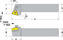 Dorian Tool - MTRN, Left Hand Cut, 15° Lead Angle, 3/4" Shank Height x 3/4" Shank Width, Negative Rake Indexable Turning Toolholder - 4-1/2" OAL, TN..32. Insert Compatibility, Series Multi-Option - Benchmark Tooling