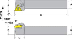 Dorian Tool - MTGN, Right Hand Cut, 1" Shank Height x 1" Shank Width, Negative Rake Indexable Turning Toolholder - 6" OAL, TN..32. Insert Compatibility, Series Multi-Option - Benchmark Tooling