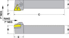 Dorian Tool - MTGN, Right Hand Cut, 1" Shank Height x 1" Shank Width, Negative Rake Indexable Turning Toolholder - 6" OAL, TN..32. Insert Compatibility, Series Multi-Option - Benchmark Tooling