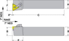 Dorian Tool - MTFN, Left Hand Cut, 1" Shank Height x 1" Shank Width, Negative Rake Indexable Turning Toolholder - 6" OAL, TN..43. Insert Compatibility, Series Multi-Option - Benchmark Tooling