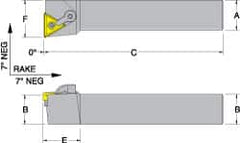 Dorian Tool - MTFN, Left Hand Cut, 1-1/4" Shank Height x 1-1/4" Shank Width, Negative Rake Indexable Turning Toolholder - 6" OAL, TN..54. Insert Compatibility, Series Multi-Option - Benchmark Tooling