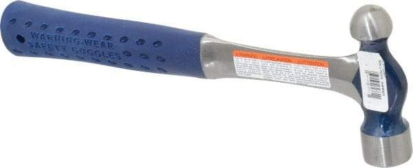 Estwing - 3/4 Lb Head Ball Pein Hammer - Steel Handle, 1-3/8" Face Diam, 11-1/8" OAL, Steel with Cushion Grip - Benchmark Tooling