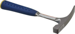 Estwing - 1 Lb Head Bricklayer's Hammer - 11" OAL, Steel Handle with Grip, 3/4" Face Diam - Benchmark Tooling