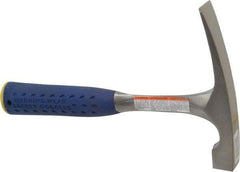 Estwing - 1-1/4 Lb Head Bricklayer's Hammer - 11" OAL, Steel Handle with Grip, 53/64" Face Diam - Benchmark Tooling