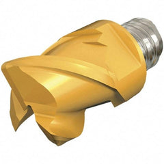 Iscar - MM EC Grade IC908 Carbide End Milling Tip Insert - TiAlN Finish, 3 Flutes, 3/8" Cutting Diam, 0.275" Depth of Cut, 0.512" Extension, 0.015" Cnr Rad, 45° Helix - Benchmark Tooling