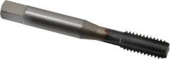 OSG - 5/16-18 UNC 3B 4 Flute TiCN Finish Powdered Metal Straight Flute Machine Tap - Bottoming, Right Hand Thread, 2-23/32" OAL, 1-1/8" Thread Length, H3 Limit, Oversize - Exact Industrial Supply