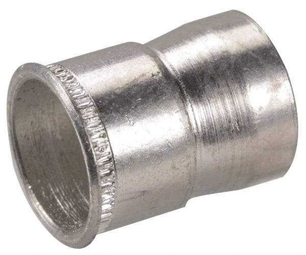 Made in USA - M10x1.50 Metric Coarse, Cadmium-Plated, Aluminum Knurled Rivet Nut Inserts - 0.76mm to 2.29mm Grip, 14.29mm Drill Size, 14.94mm Body Diam - Benchmark Tooling