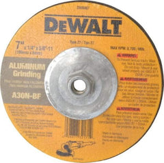 DeWALT - 30 Grit, 7" Wheel Diam, 1/4" Wheel Thickness, Type 27 Depressed Center Wheel - Aluminum Oxide, N Hardness, 8,700 Max RPM, Compatible with Angle Grinder - Benchmark Tooling