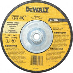DeWALT - 24 Grit, 7" Wheel Diam, 1/8" Wheel Thickness, Type 27 Depressed Center Wheel - Aluminum Oxide, R Hardness, 8,700 Max RPM, Compatible with Angle Grinder - Benchmark Tooling