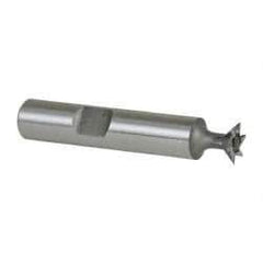 Keo - 3/8" Diam x 1/8" Width of Cut, 45° Included Angle, High Speed Steel Dovetail Cutter - 3/8" Shank Diam, 2" Shank Length, 2-1/8" Overall Length, Weldon Flat, Uncoated - Benchmark Tooling