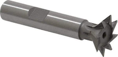 Keo - 3/4" Diam x 3/16" Width of Cut, 45° Included Angle, High Speed Steel Dovetail Cutter - 3/8" Shank Diam, 1-15/16" Shank Length, 2-1/8" Overall Length, Weldon Flat, Uncoated - Benchmark Tooling