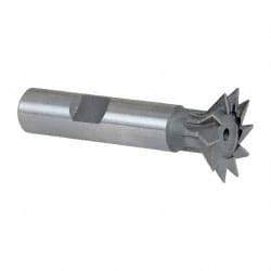 Keo - 1" Diam x 1/4" Width of Cut, 45° Included Angle, High Speed Steel Dovetail Cutter - 1/2" Shank Diam, 2-1/4" Shank Length, 2-1/2" Overall Length, Weldon Flat, Uncoated - Benchmark Tooling