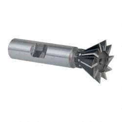 Keo - 1" Diam x 7/16" Width of Cut, 60° Included Angle, High Speed Steel Dovetail Cutter - 1/2" Shank Diam, 2-1/2" Overall Length, Weldon Flat, Uncoated - Benchmark Tooling