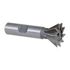 Keo - 1" Diam x 7/16" Width of Cut, 60° Included Angle, Cobalt Dovetail Cutter - 1/2" Shank Diam, 2-1/2" Overall Length, Weldon Flat, Uncoated - Benchmark Tooling