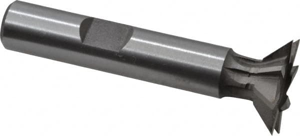 Keo - 3/4" Diam x 3/16" Width of Cut, 45° Included Angle, Cobalt Dovetail Cutter - 3/8" Shank Diam, 1-15/16" Shank Length, 2-1/8" Overall Length, Weldon Flat, Uncoated - Benchmark Tooling