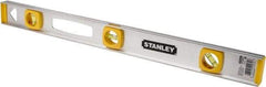 Stanley - 24" Long 3 Vial I-Beam Level - Aluminum, Silver, 1 45°, 1 Level & 1 Plumb Vials - Benchmark Tooling