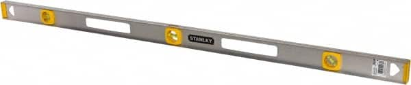 Stanley - 48" Long 3 Vial I-Beam Level - Aluminum, Silver, 1 45°, 1 Level & 1 Plumb Vials - Benchmark Tooling