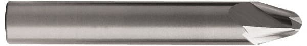 Accupro - 15° Taper Angle per Side, 1/4" Small End Diam, 0.341" LOC, Solid Carbide 2 Flute Tapered Ball End Mill - 2-1/2" OAL, 3/8" Shank Diam, Spiral Flute - Benchmark Tooling