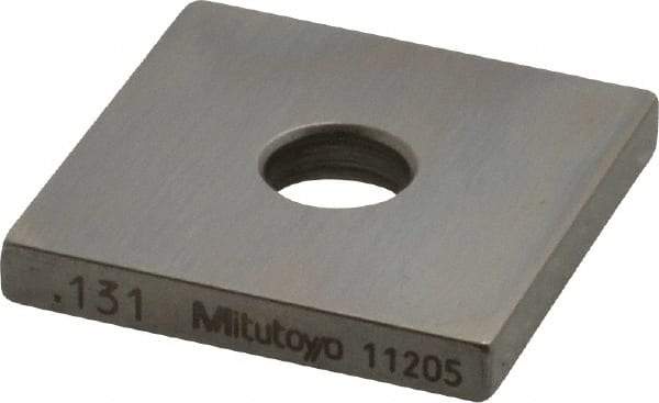 Mitutoyo - 0.131" Square Steel Gage Block - Accuracy Grade 0, Includes Certificate of Inspection - Benchmark Tooling