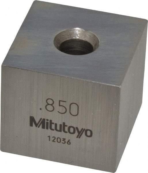 Mitutoyo - 0.85" Square Steel Gage Block - Accuracy Grade 0, Includes Certificate of Inspection - Benchmark Tooling