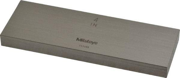 Mitutoyo - 4" Rectangular Steel Gage Block - Accuracy Grade 0, Includes Certificate of Inspection - Benchmark Tooling