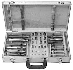 Value Collection - 39 Piece, 3 Flutes, Morse Taper Shank, Interchangeable Pilot Counterbore Set - Benchmark Tooling