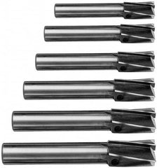 Value Collection - 6 Piece, 3 Flutes, Straight Shank, Interchangeable Pilot Counterbore Set - Benchmark Tooling