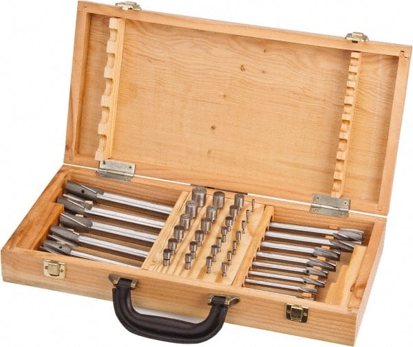 Value Collection - 39 Piece, 3 Flutes, Straight Shank, Interchangeable Pilot Counterbore Set - Benchmark Tooling