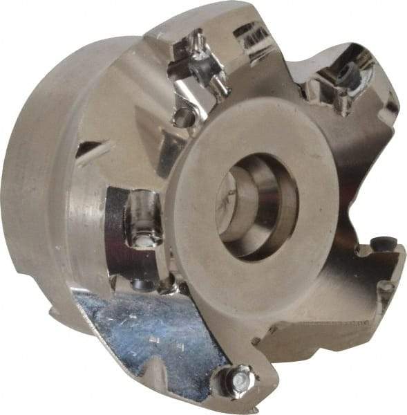 Seco - 1.97" Cut Diam, 3/4" Arbor Hole, 0.18" Max Depth of Cut, 45° Indexable Chamfer & Angle Face Mill - 5 Inserts, SE.. 09T3 Insert, Right Hand Cut, 5 Flutes, Through Coolant, Series R220.53 - Benchmark Tooling