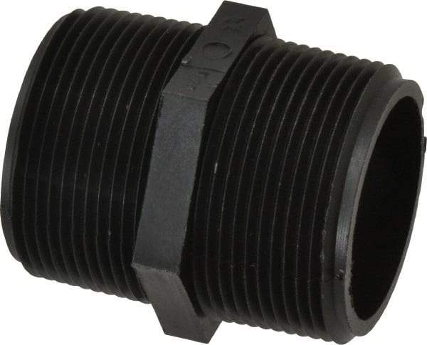 Green Leaf - 1-1/2" Polypropylene Plastic Pipe Hex Nipple - MIPT x MIPT End Connections - Benchmark Tooling