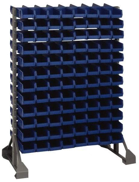 Quantum Storage - 96 Bin Rail Unit with Bins - 36 Inch Overall Width x 25 Inch Overall Depth x 53 Inch Overall Height, Blue Polypropylene / Polyethylene Bins - Benchmark Tooling