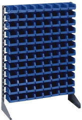 Quantum Storage - 96 Bin Rail Unit with Bins - 36 Inch Overall Width x 15 Inch Overall Depth x 53 Inch Overall Height, Blue Polypropylene / Polyethylene Bins - Benchmark Tooling