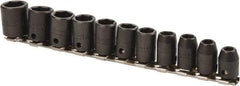 Proto - 11 Piece 3/8" Drive Impact Socket Set - 6 Points, 7mm to 17mm Range, Metric Measurement Standard - Benchmark Tooling