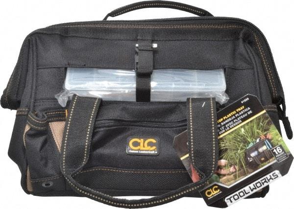 CLC - 16 Pocket Black Polyester Tool Bag - 12" Wide x 8" Deep x 9" High - Benchmark Tooling