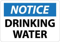 NMC - "Notice - Drinking Water", 10" Long x 14" Wide, Aluminum Safety Sign - Rectangle, 0.04" Thick, Use for Security & Admittance - Benchmark Tooling