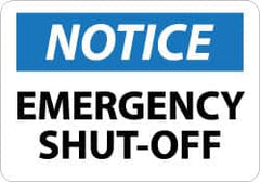 NMC - "Notice - Emergency Shut-Off", 10" Long x 14" Wide, Aluminum Safety Sign - Rectangle, 0.04" Thick, Use for Accident Prevention - Benchmark Tooling