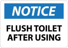 NMC - "Notice - Flush Toilet After Using", 10" Long x 14" Wide, Aluminum Safety Sign - Rectangle, 0.04" Thick, Use for Security & Admittance - Benchmark Tooling